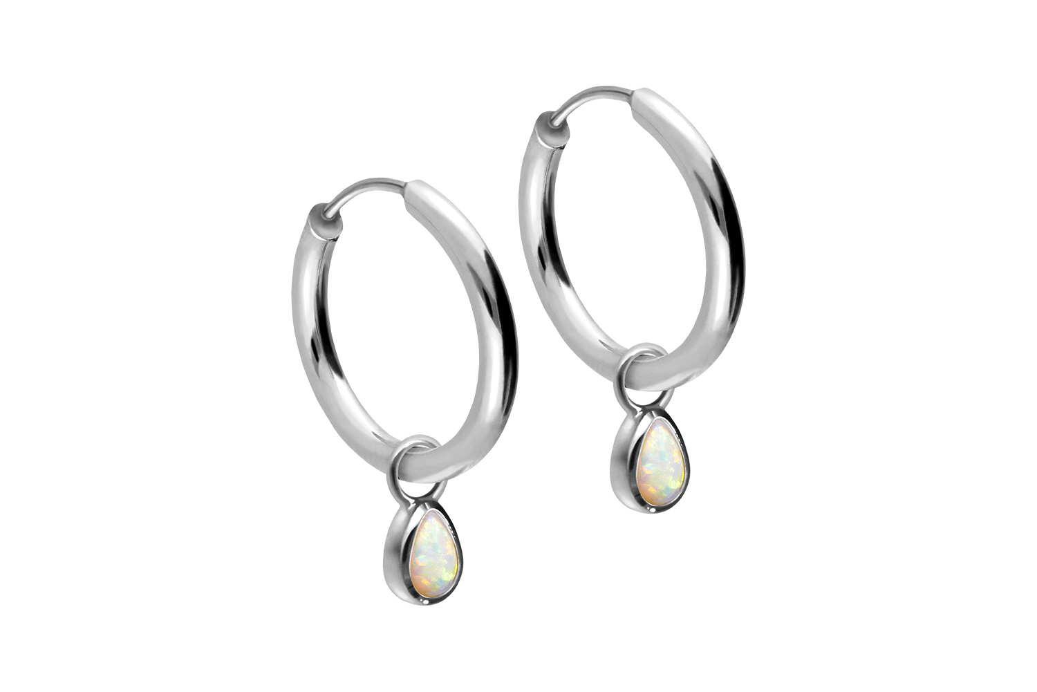 Chirurgenstahl Ohrclicker Creolen SYNTHETISCHER OPALTROPFEN von Piercingline